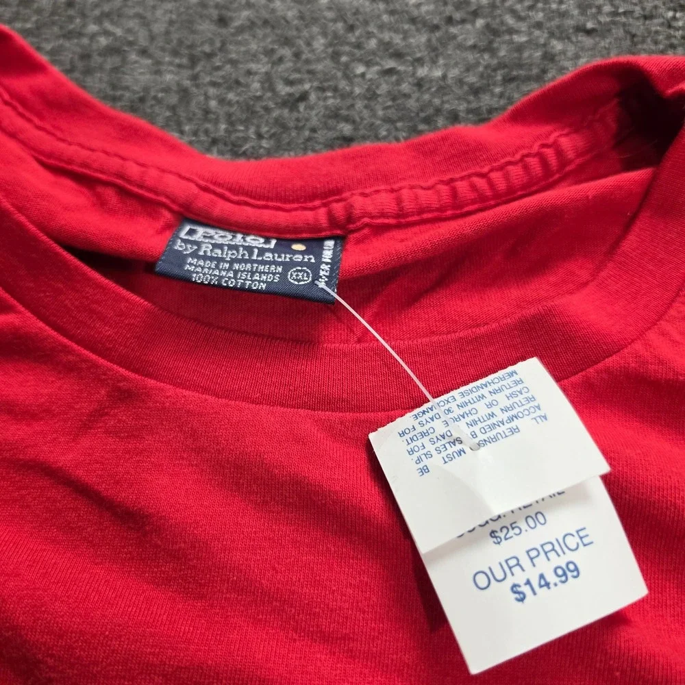 Vtg Polo Ralph Lauren Pocket T-Shirt Mens XXL Red Cotton Short Sleeve Pony Logo